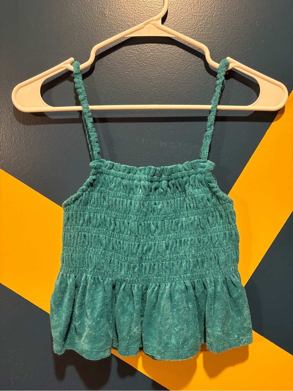 SO Teal French Terry Smocked Peplum Tank Top NWT